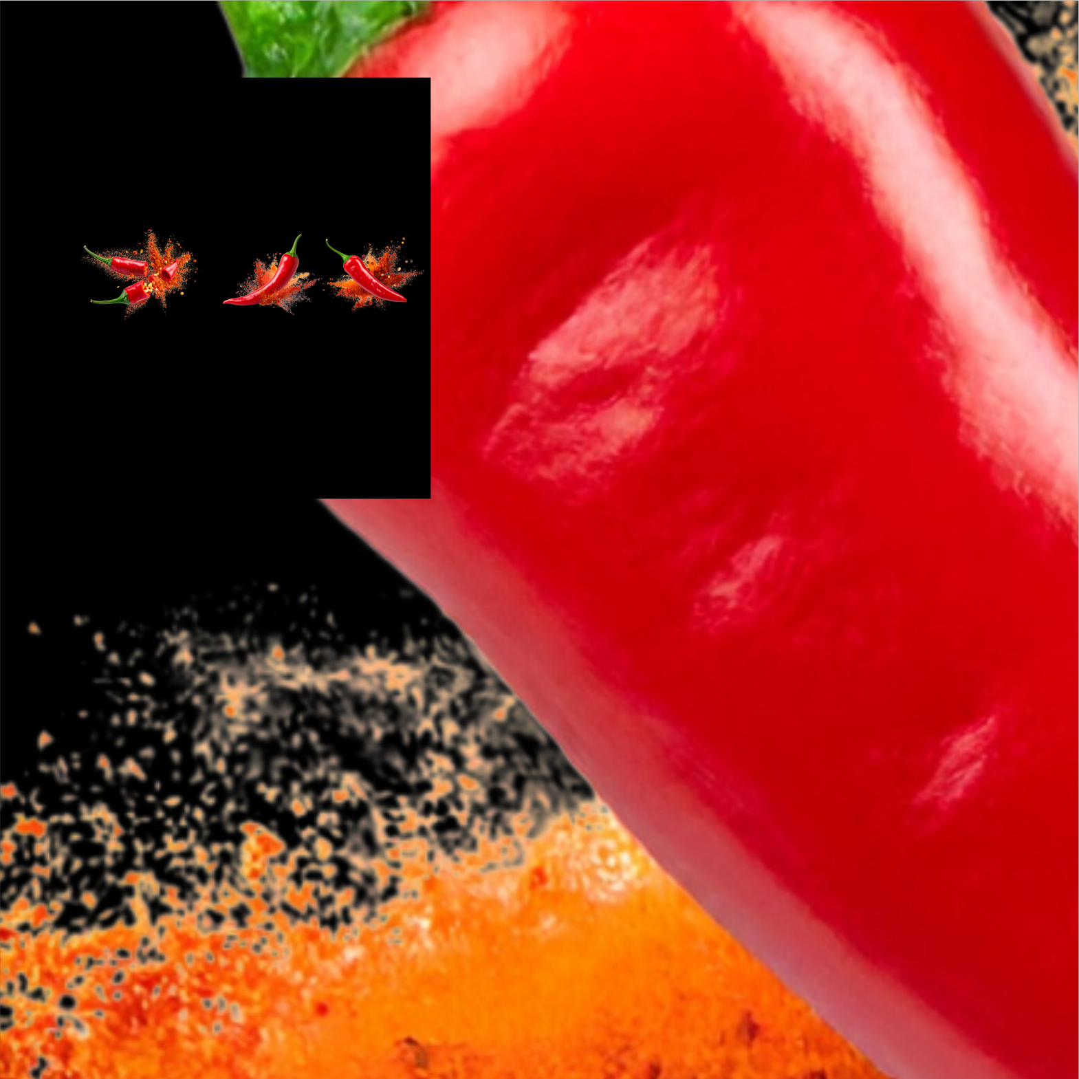 Crédence cuisine imprimée sur dibond fond noire et dessin de piments