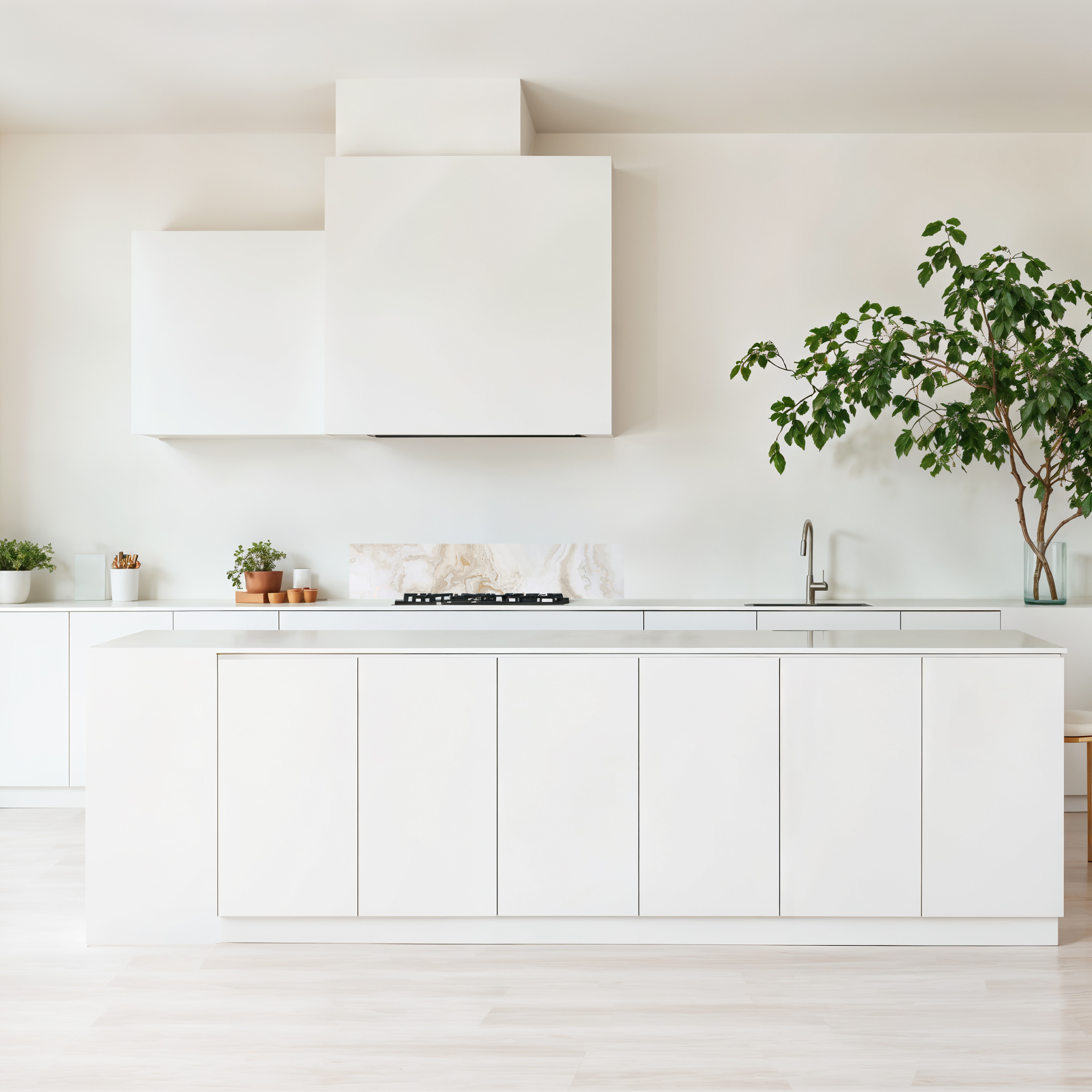 Crédence cuisine imprimée sur dibond effet marbre beige et blanc