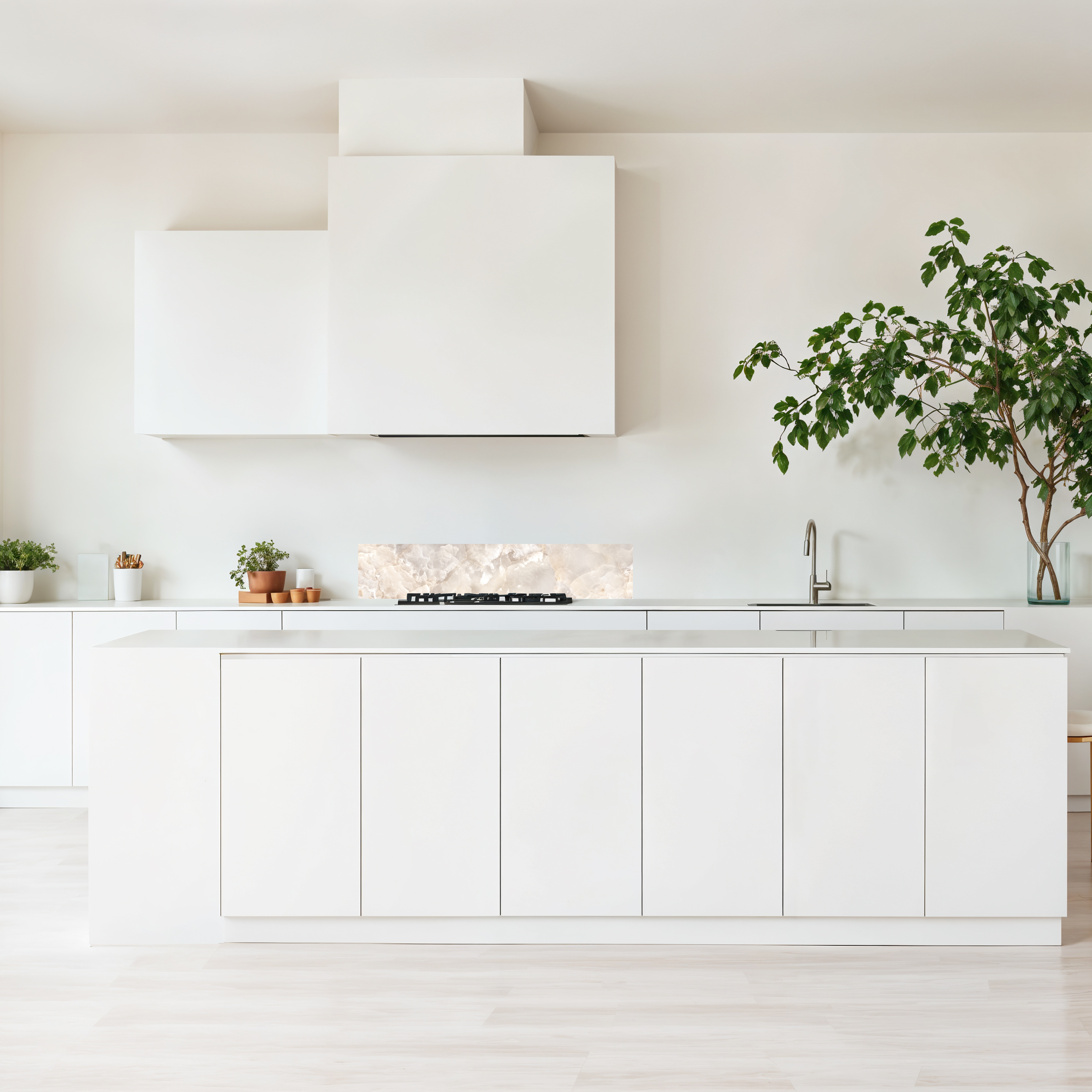 Crédence cuisine imprimée sur dibond effet marbre beige